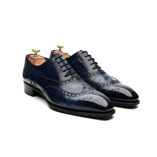 Blue Sapphire Patina Leather Oxford Brogues