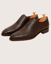 Dark brown ostrich skin wholecut oxford