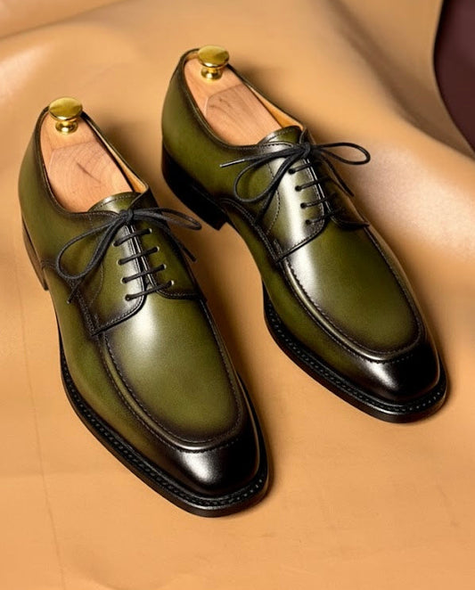 Olive green patina derby
