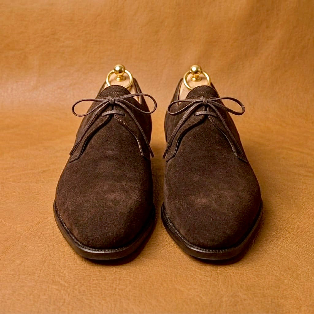 Dark brown suede derby