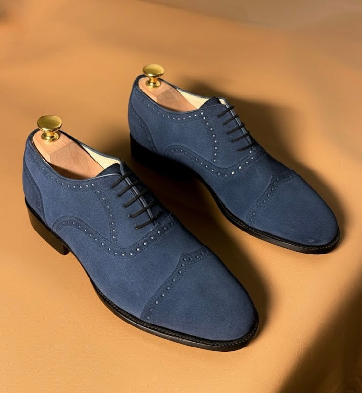 navy blue suede oxford