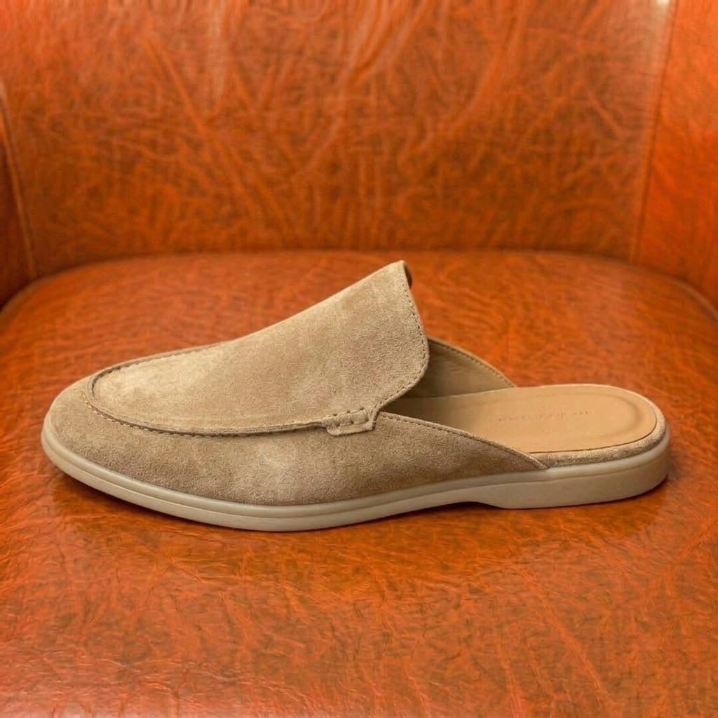 Beige suede mule