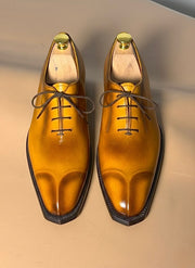Burnished Cognac sculpted toe oxford with belt