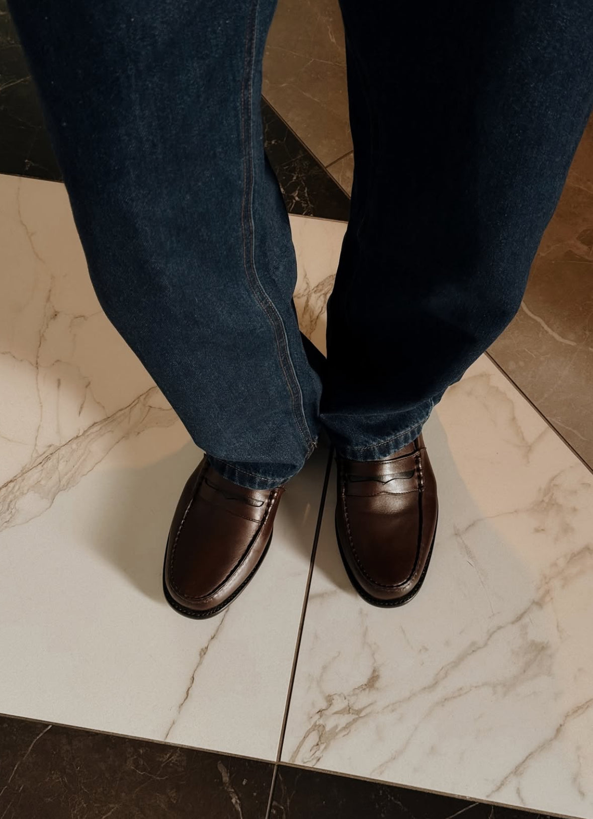 Dark brown penny loafers