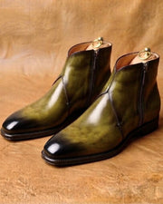 Olive green close collar chukka boots