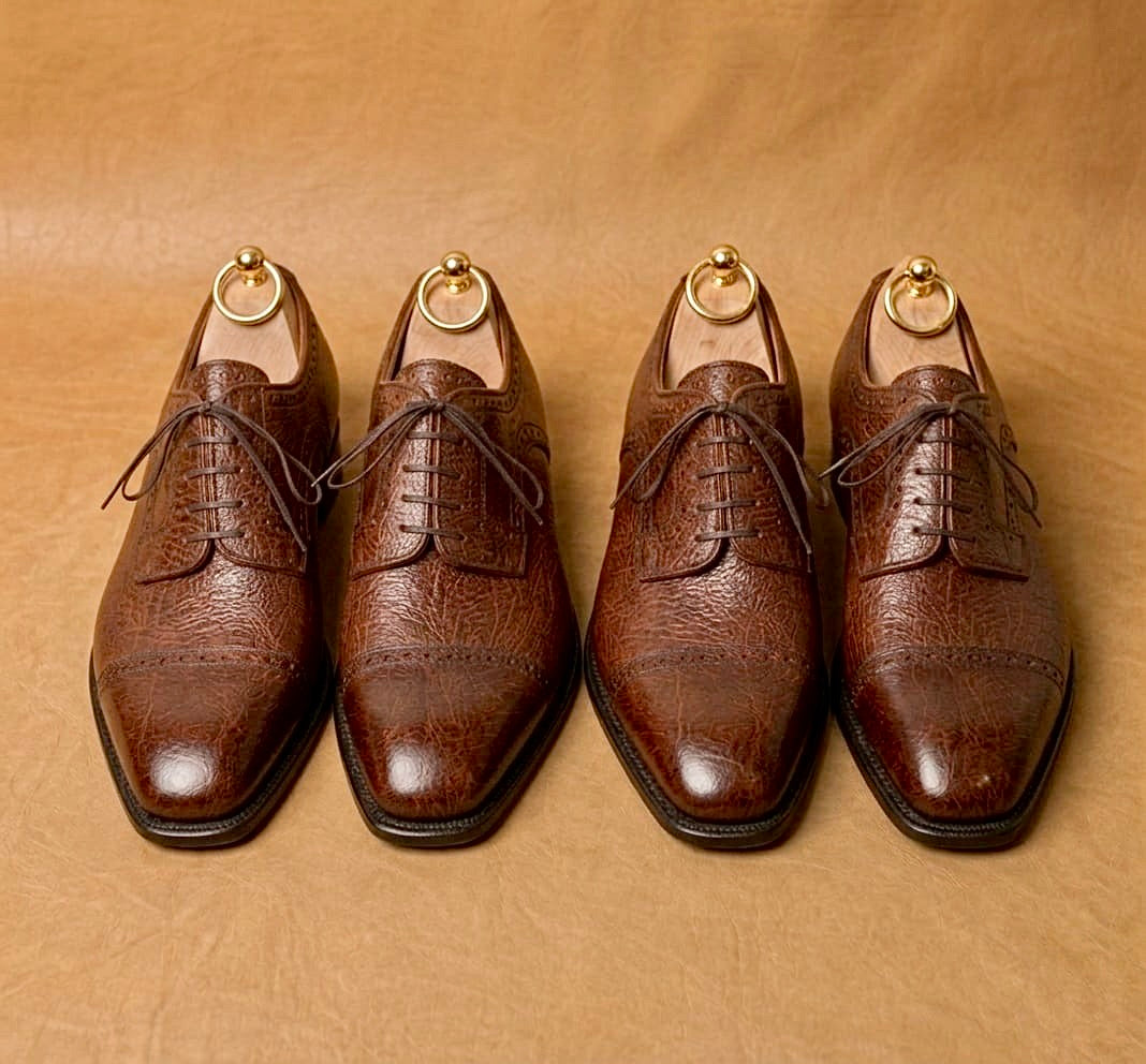 Brown semi-brogue derby
