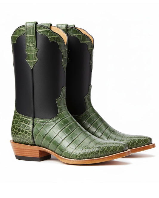 Green crocodile boot