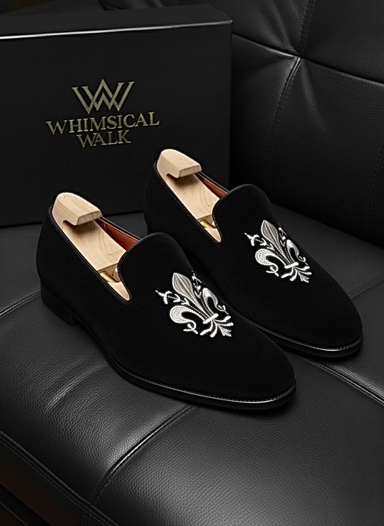 Suede Leather Embroidery Loafers
