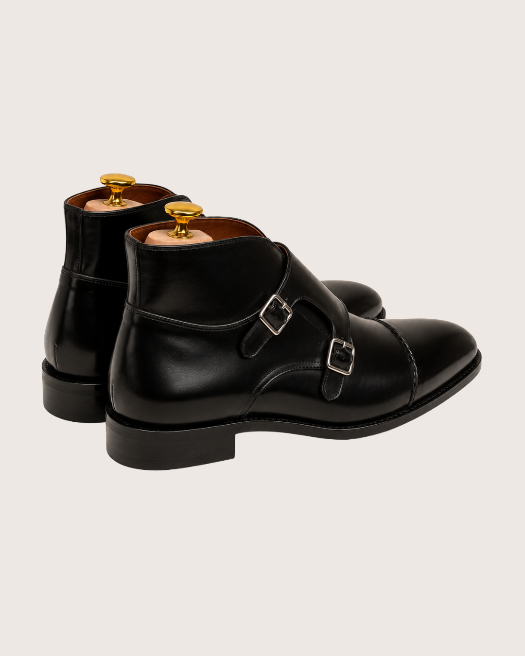Black monkstrap boots