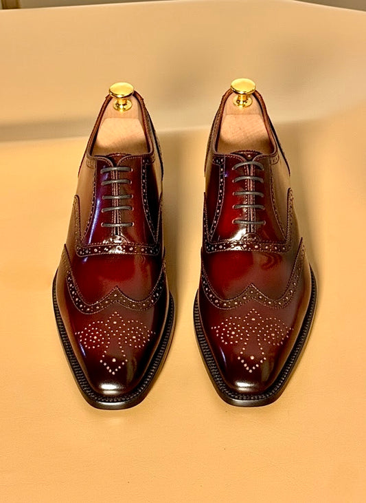 Burgundy wingtip oxford