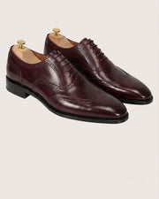burgundy wingtip oxford shoes for men side profile