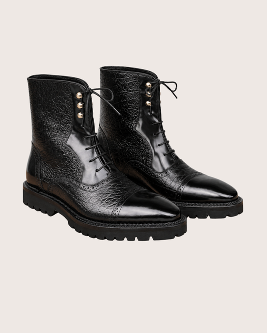 Black Norwegian Stitch Boots