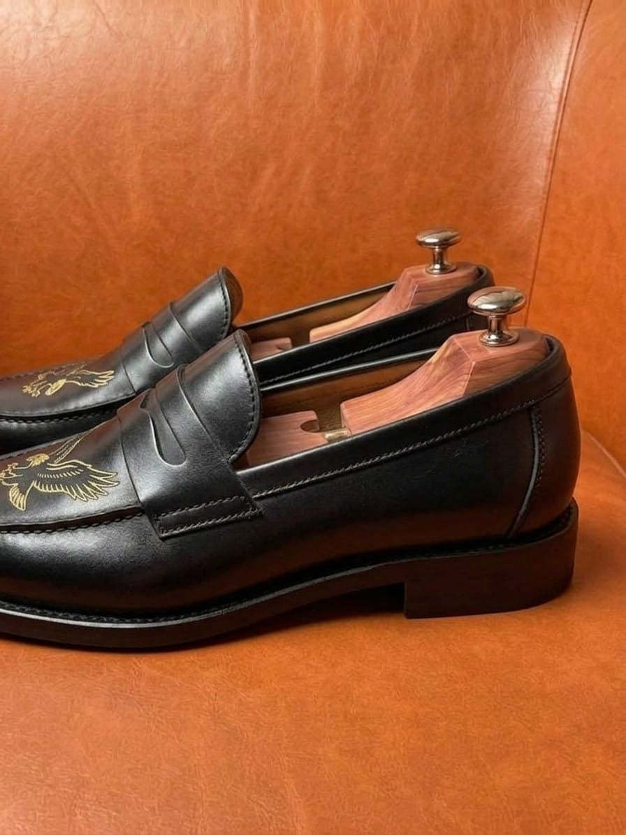 Black Gold Wing Loafer