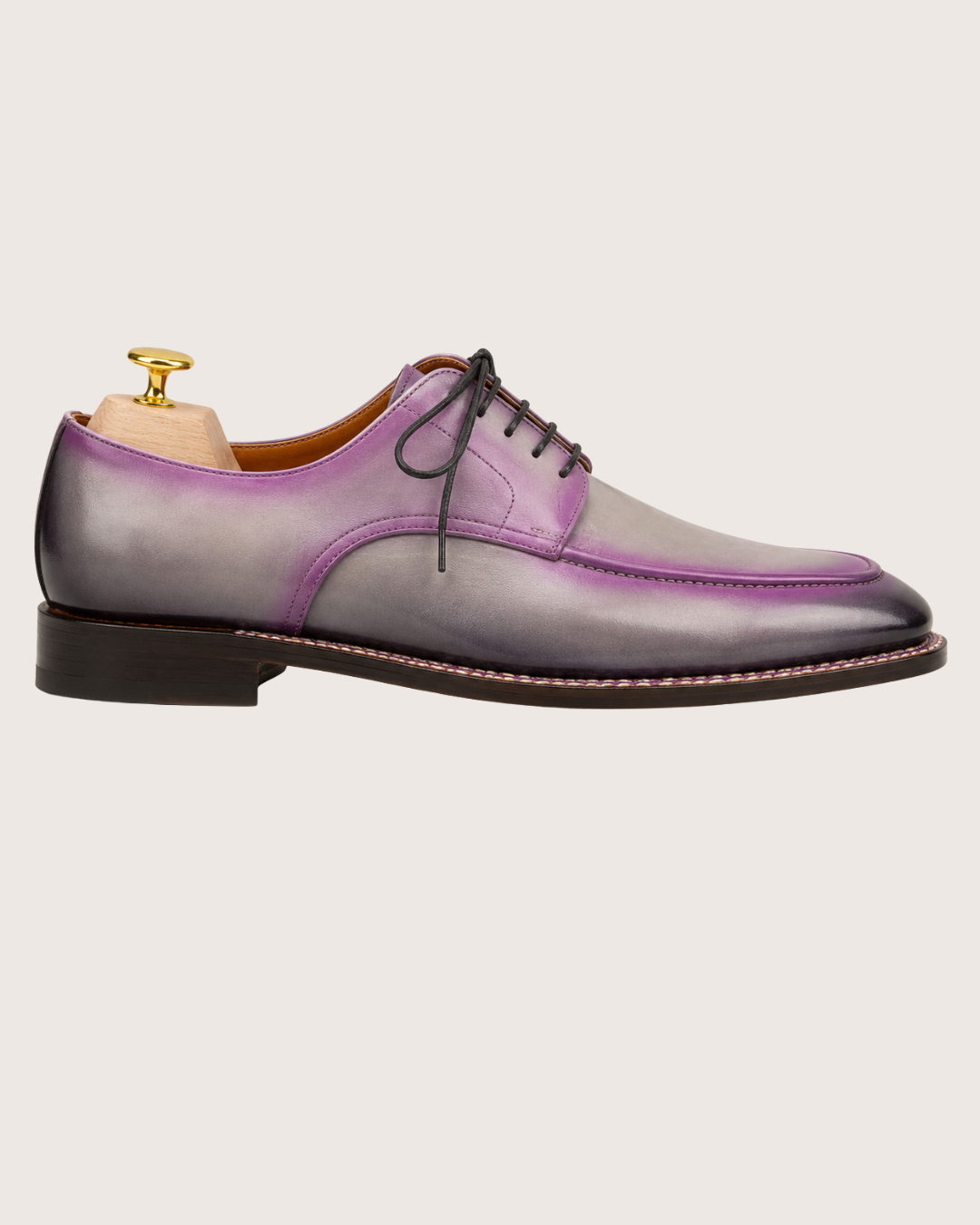 Gray patina purple highlights Norwegian stitch derby