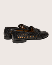 Black Intrecciato tassel loafers