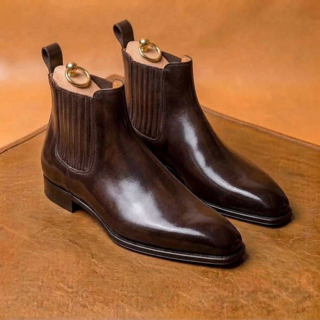 Brown patina Chelsea Boots