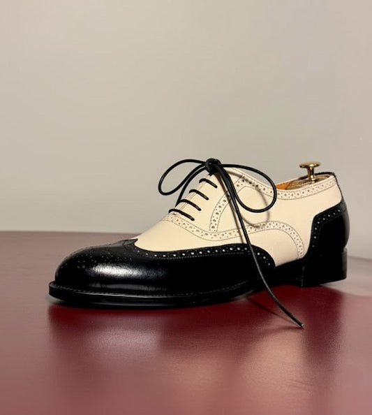 Black & white wingtip oxford