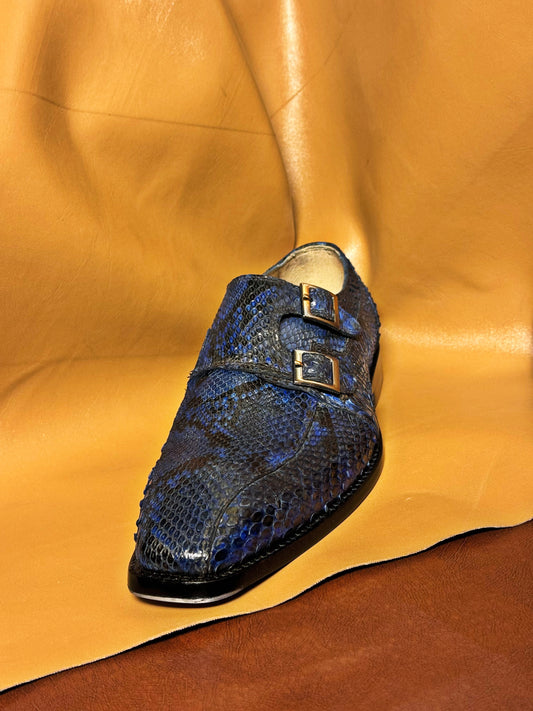 Python skin double monkstrap