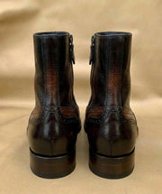 Brown patina zipper boots