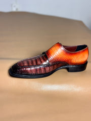 Patina crocodile double monkstrap
