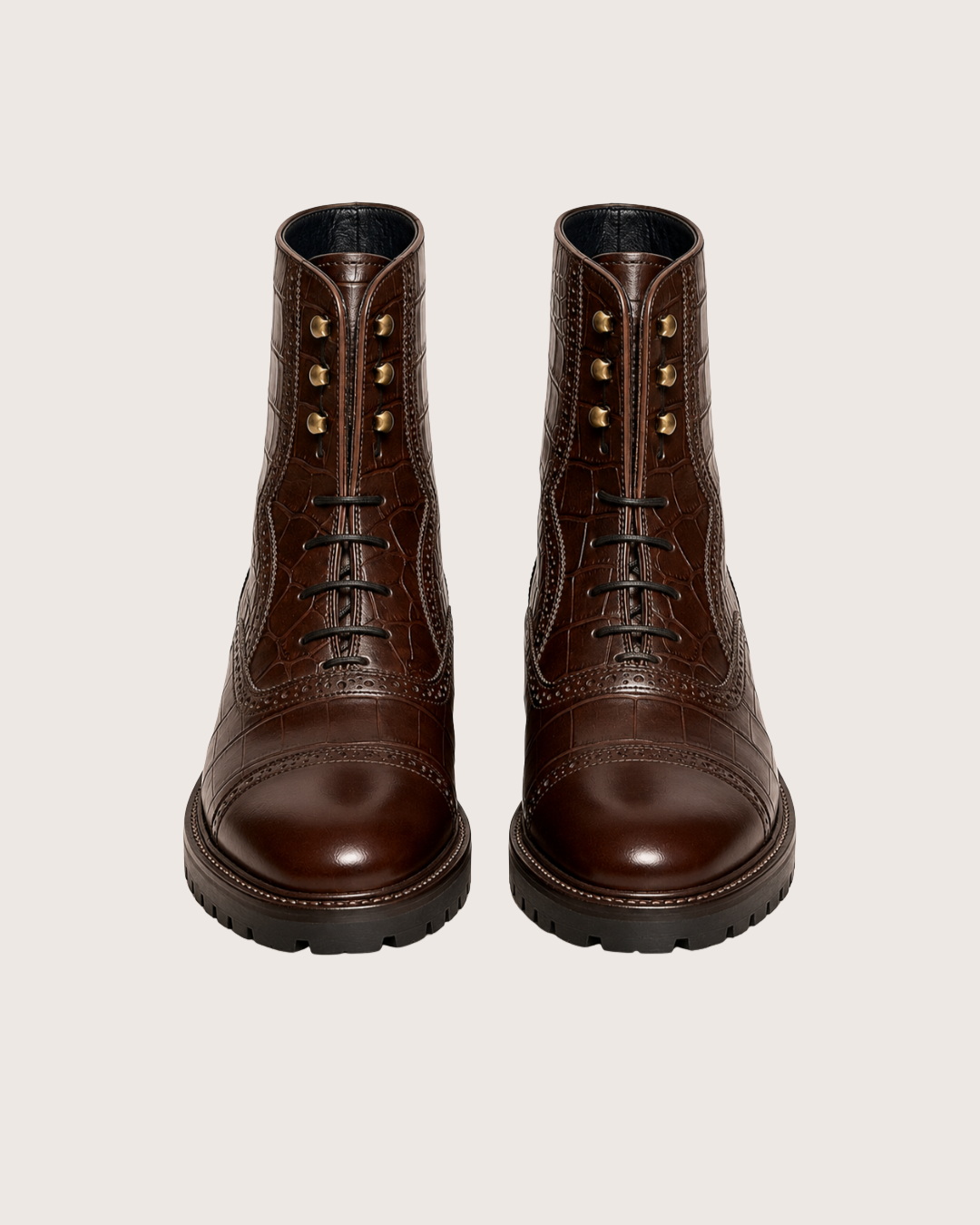 Dark brown Norwegian stitch boots