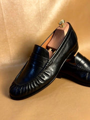 black penny loafers for men, handmade dress loafer