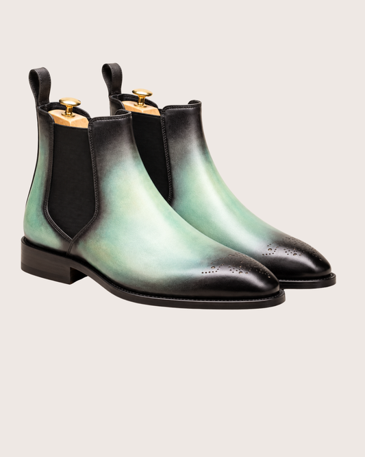Cyan green chelsea boots
