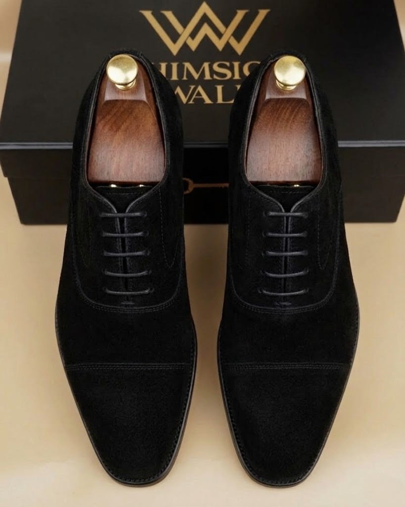 Black suede oxford