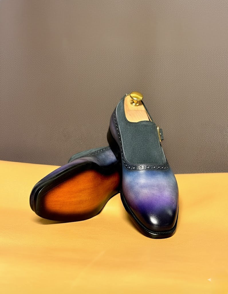 Blue & purple patina monkstrap