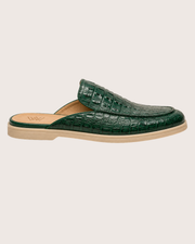 Green crocodile mules