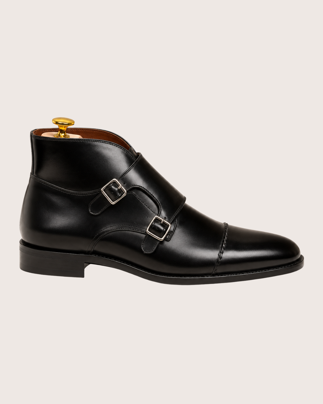 Black monkstrap boots