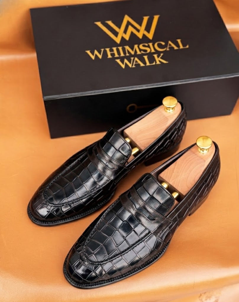 Black crocodile penny Loafer