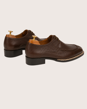 Brown grains leather norwegian stich split toe derby