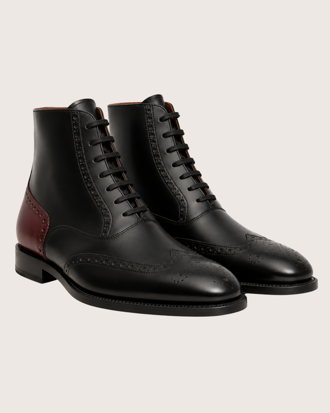 Black&red wingtip boots
