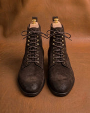 Dark brown suede derby boots