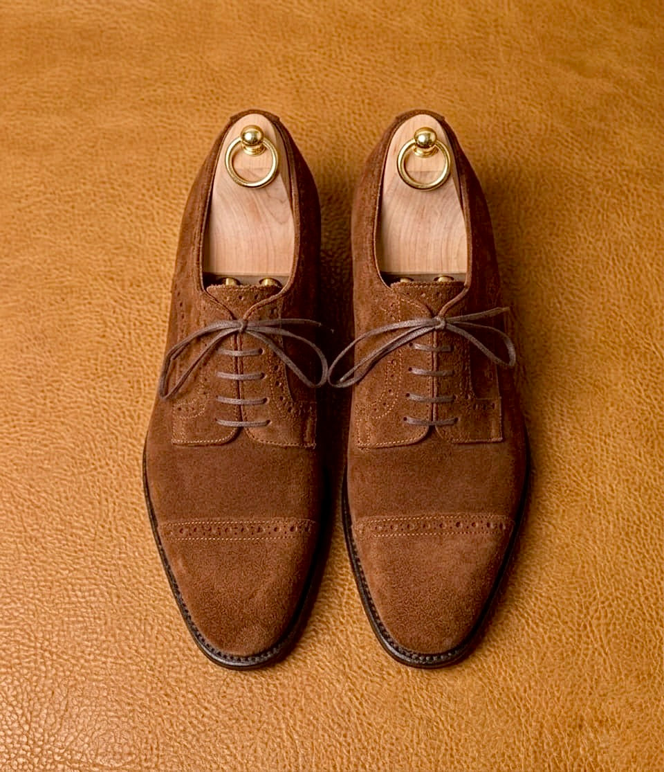 Brown suede leather derby