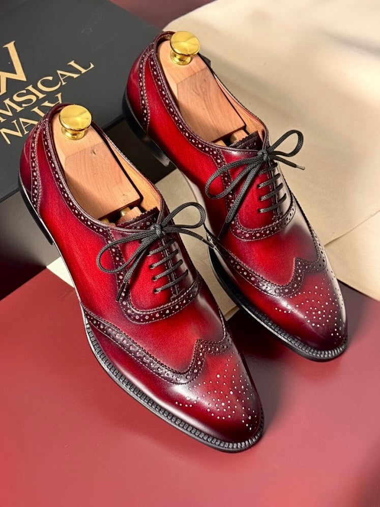 Red wingtip oxfords