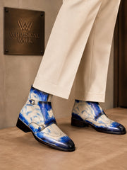 Blue Patina Monk Strap Boots for Men | Hand Welted