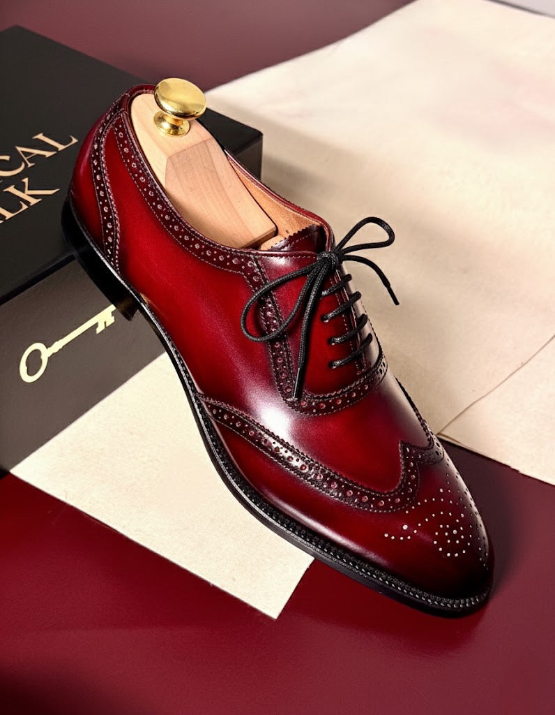 Red wingtip oxfords
