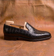 Black crocodile loafers