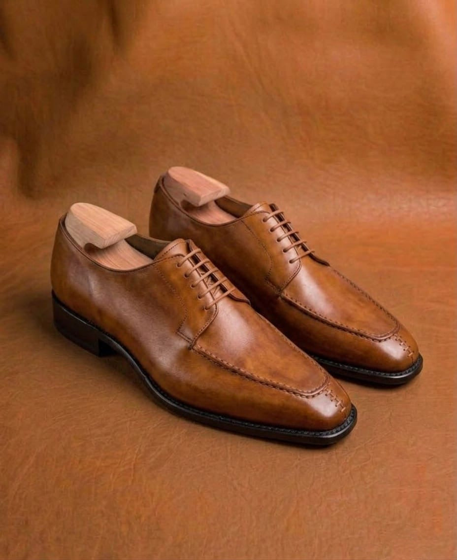 Tan Split Toe Derby Shoes for Men | Hand Welted