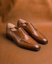 Tan Split Toe Derby Shoes for Men | Hand Welted