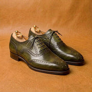 Olive green wingtip oxford
