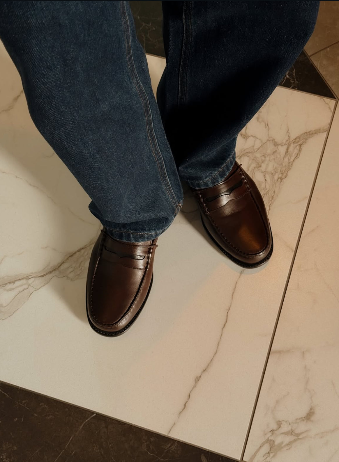 Dark brown penny loafers