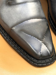 Gray patina cross stitched monkstrap