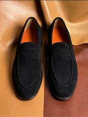 Black Suede Penny Loafer