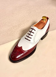 Burgundy spectator wingtip oxford