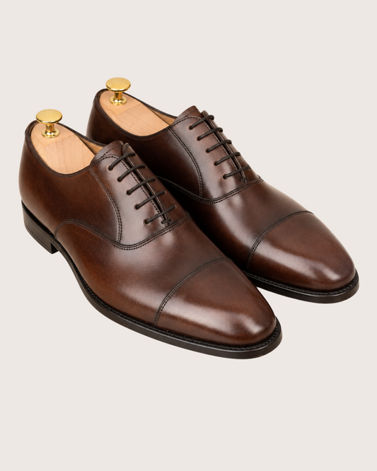 Brown cap-toe oxford