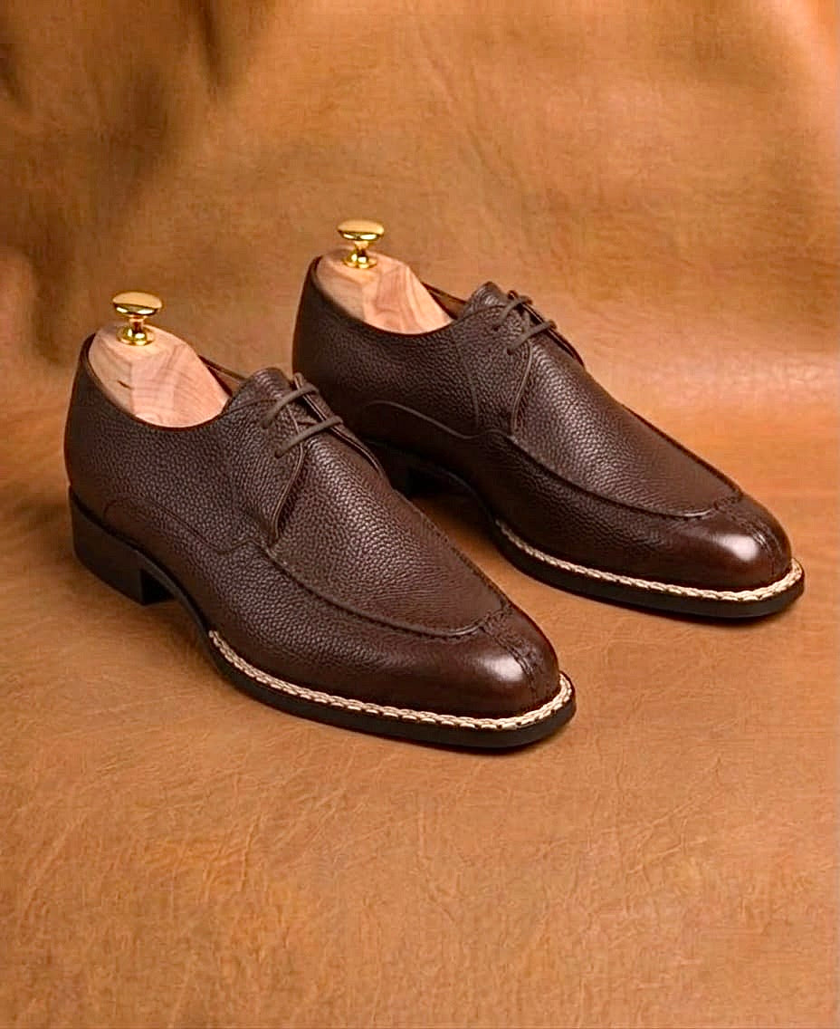 Brown grains leather norwegian stich split toe derby