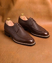 Brown grains leather norwegian stich split toe derby